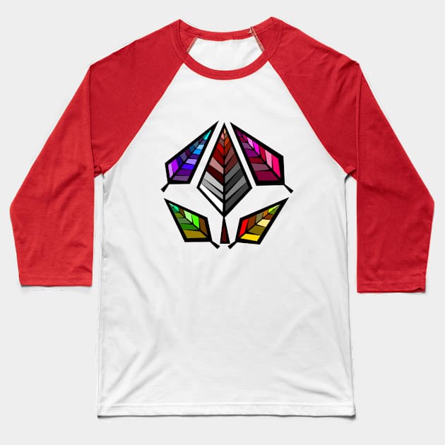 Colored Angular Foliage Baseball T-Shirt by Graograman